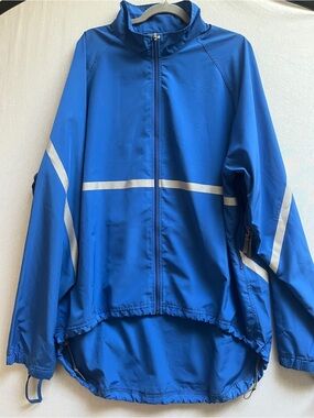 MEC Mountain Equipment Co-op Mens Blue Reflective Cycling Jacket Windbreaker XXL